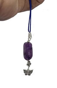 Pendentif en cristal d'améthyste naturel poli en forme de cube, gravé, tendance mode, du Gujarat - Cadeau d'affaires et Fête des Mères - Product Image 2