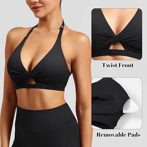 Soutien-gorge de sport personnalisé sexy pour le yoga, rembourré, extensible, à bretelles, dos évidé, torsion avant, pour la gym et l'entraînement - Product Image 6