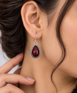 Boucles d'oreilles pendantes vintage en alliage plaqué argent antique pour femme, serties de pierres multicolores, bijoux de mode - Product Image 4