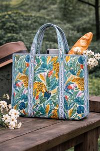 Sac fourre-tout matelassé en pur coton fait main indien pour femme, idéal pour la plage, les soirées, le rangement et les voyages, imprimé - Product Image 2