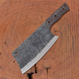 Lame de couteau de chef hachoir forgée à la main, en acier à haute teneur en carbone 1095, 55 HRC, pour découper les os, pointe tombante, 7 pouces, lame vierge de couteau hachoir - Product Image 4