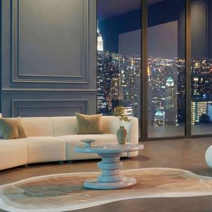 Tavolino Moderno Effetto Ciottoli 76x53x38 cm Grigio Lucido - Product Image 3