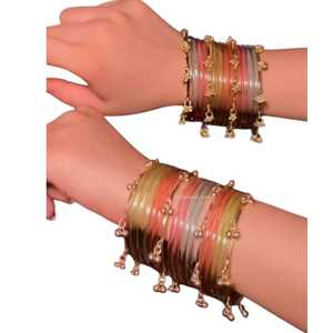 Bracelets en verre décoratifs faits à la main au Pakistan, fabrication professionnelle, bracelets kashmiris pour femmes, vente en gros, bracelets en forme de goutte de pluie, bijoux - Product Image 1