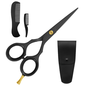 Ciseaux à barbe et moustache professionnels en acier inoxydable de 5 pouces, peigne pour hommes, kit de coiffure et de toilettage de barbe réutilisable avec pochette en PU, OEM - Product Image 5
