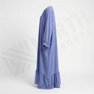 Vestido Hijab de Poliéster Suelto al por Mayor para Mujeres Islámicas, de Una Pieza, Cobertura Completa, Cuello en V, Manga Larga, Ligero y Modesto - Product Image 3