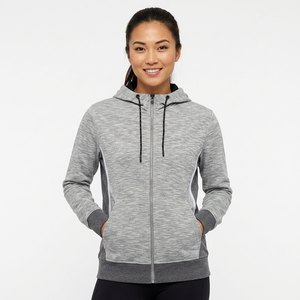 Men's Gray Hooded <b>Full</b> <b>Zip</b> <b>Sweatshirt</b> Regular Fit Knitted Polyester Cotton Casual Autumn Wear - Product Image 3