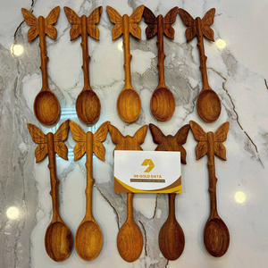 Cuillère en bois avec manche papillon, ustensile de cuisine en bois naturel, fabrication en gros au Vietnam, exportation - Product Image 1
