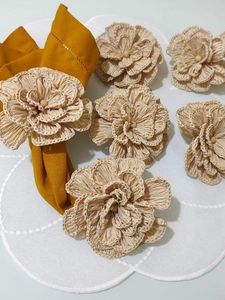 Luxury Decorative Artisan Handmade <b>Rattan</b> Floral Napkin Ring Layered Petal Woven Design for <b>Dining</b> <b>Table</b> Weddings and Events - Product Image 5