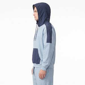 Sudadera con Capucha Oversize de Dos Tonos para Hombre, de Nylon Grueso, Hombros Caídos, Manga Larga, Estilo Casual Urbano - Product Image 3