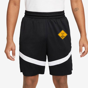 <b>Men</b> <b>Black</b> Solid Color Sport <b>Shorts</b> White Side Stripe Yellow Front Logo Elastic Waist Breathable Woven Eco-Friendly Quick Dry - Product Image 1