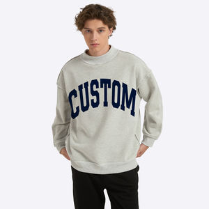 Sudadera con cuello simulado reversible vintage unisex con logotipo personalizado, fabricada en algodón, estilo oversize. - Product Image 1