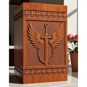 Wooden Urn <b>Box</b> with Hinged Lid Design Classic Brown Wooden Urn for <b>Memorial</b> by AYAANS - Product Image 5