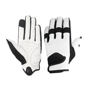 Black White Good Seller Windproof Highest Quality OEM Service Durable Non Slip Cabretta Leather Outdoor Full Finger Adult Wear - Product Image 1