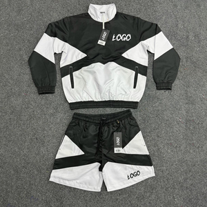 Custom 2025 <b>Winter</b> Men's Casual Solid Sports <b>Running</b> Jogger Training Suit Set Half Zip Windbreaker <b>Jacket</b> Shorts Eco-Friendly - Product Image 4