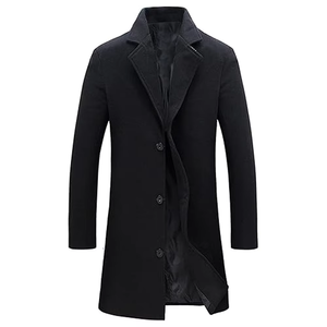 Manteau long en cuir chaud pour homme, style trench-coat, pour l'automne et l'hiver, vêtement formel, veste d'extérieur - Product Image 1
