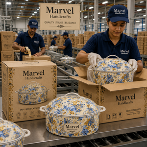 Olla de Acero Aislada con Diseño Floral Azul de Marvel Handicrafts, Recipiente para Comida Caliente con Tapa, Tazón para Servir Premium para Cocina y Comedor - Product Image 4