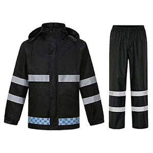 Orange Reflective Rain Suit With Hood And Safety Stripes Workwear For Outdoor Use - Product Image 5