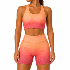 Ensemble décontracté deux pièces en toile unie pour femme avec logo personnalisé, vente en gros, streetwear, t-shirt à manches courtes et short sublimés - Product Image 1