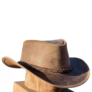 Chapeau de cowboy en cuir de vachette, design léger et haut de gamme, chapeau de voyage décontracté en cuir pour l'extérieur, fabrication professionnelle - Product Image 6
