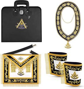Ensemble complet de regalia maçonniques pour Ancien Maître de Loge Bleue, broderie en bullion, tablier brodé à la main, collier à chaîne - Product Image 2