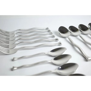Ensemble de couverts minimalistes en acier inoxydable, finition miroir haute brillance, passe au lave-vaisselle, couverts de mariage - Product Image 3