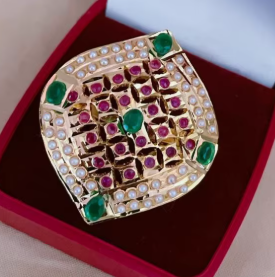 Bague Ajustable Plaqué Or en Alliage de Créateur Glamour, Tendance Géométrique, Qualité Supérieure, Collection Jadau pour Fêtes et Mariages - Product Image 3