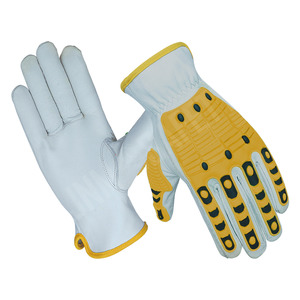Gants de travail de sécurité pour mécaniciens en cuir de chèvre pleine fleur, robustes, antidérapants, avec manchette de sécurité, résistants aux coupures, protection contre les chocs en caoutchouc TPR et résistants à la chaleur - Product Image 4