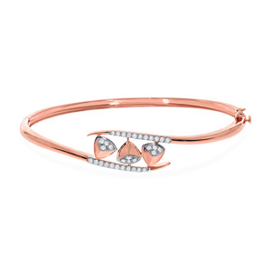 Elegant Infinity Leaf Diamond Gold Bangle Bracelet for WomenElegant Rose Gold Diamond Floral Bangle Bracelet | Pavé Diamond Leaf - Product Image 2