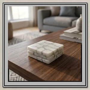 Posavasos Cuadrados de Piedra con Patrón de Mármol Natural, Antideslizantes, para Mesa de Comedor, Diseño Moderno, 10 mm de Grosor - Product Image 3