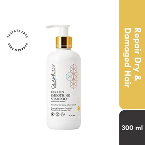 GLAMCOS PROFESSIONAL Shampooing Lissant à la Kératine et aux Herbes Sans Sulfate Sans Parabène Liquide 300ml Formule Concentrée Répare les Cheveux Abîmés - Product Image 2