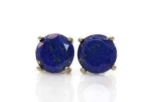 Pendientes de Plata de Ley S925 con Baño de Oro de 18K y Piedra de Lapislázuli Azul, Engaste de Garra, Joyería Fina para Mujer - Product Image 4