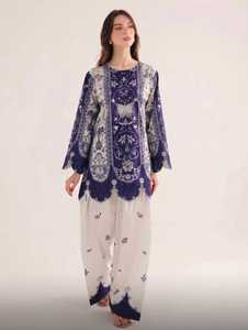 Ensemble de 2 pièces en tissu lawn imprimé de qualité supérieure pour femmes, collection été, vêtements indiens et pakistanais, tenue légère pour tous les jours - Product Image 4