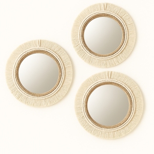 Handmade Eco-Friendly Art Deco Round <b>Wall</b> <b>Mirror</b> Decorative Frame Natural Finish Customizable Thickness Living Room Decoration - Product Image 5