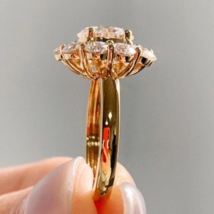 2ct Lab Grown Diamond Cut Halo Cluster Engagement Wedding <b>Ring</b> Statement Floral Minimalist 14K Solid Gold IGI Certified <b>Ring</b> - Product Image 5