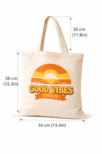 Bolsa de Mano Ecológica de Lona de Algodón con Frase Motivacional y Estampado de Atardecer, Bolsa Reutilizable para Compras y Supermercado - Product Image 2