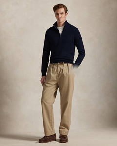 Pull tricoté à col montant zippé en coton et laine pour homme, vente en gros d'usine, personnalisé, à quart de zip et manches longues - Product Image 3