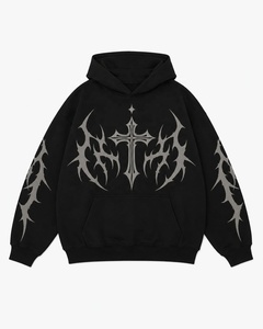 High Quality Custom Logo 400G 100% Cotton Heavyweight Fleece Blank <b>Black</b> Regular Fit Men's Vintage Pocket Hoodies <b>Sweatshirts</b> - Product Image 1