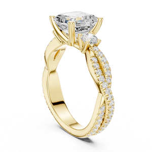 Yellow Gold Asscher Cut Lab Grown <b>Diamond</b> Split Shank Engagement <b>Ring</b> for Women Bridal Wedding Jewelry - Product Image 3
