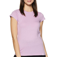 Kaos Wanita Lavender Kerah Bulat Lengan Pendek Regular Fit 100% Katun Kasual Warna Solid Bernapas Harga Terjangkau untuk wanita