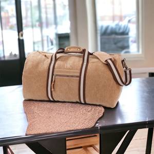 Bolsa de Viaje de Lona Personalizada con Cuero Genuino para Hombre, Bolsa de Lona Impermeable de Gran Capacidad, Bolsa de Mano para Fin de Semana, LCTB-0111 - Product Image 1