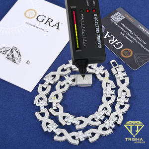Cadena de eslabones con motivo de cruz de diamante moissanita de plata de ley 925 para joyería streetwear masculina con detalles brillantes, venta al por mayor. - Product Image 4