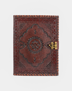 Wholesale Handmade Designer Lockable Side Stitching Indian High Quality Business Leather Dark Brown DNA Group File Folder - Product Image 5