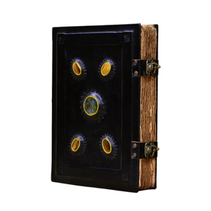 Carnet de notes vintage en cuir miniature avec cinq pierres ovales en relief, fermoir en laiton, papier fait main à bords festonnés, cadeau personnalisé du Rajasthan - Product Image 2