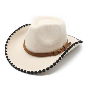Customized Brand Unisex Brown Leather Striped Cowboy <b>Hat</b> Braided <b>Band</b> Casual Outdoor Beach Style Adult Spring Autumn Fit 56-58CM - Product Image 3