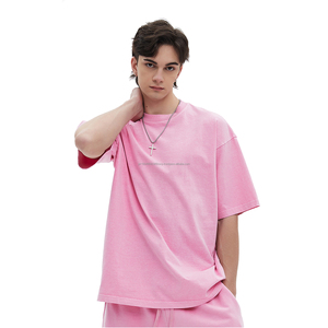 Camisetas lavadas Vintage para hombre, ropa de calle barata al por mayor, camiseta lavada con ácido de algodón grueso de gran tamaño para hombre, para hombre - Product Image 2