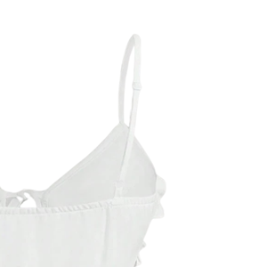 Women's <b>White</b> Solid Ruffle Strapless Cami <b>Top</b> <b>Tie</b> Front Peplum Sleeveless Casual Summer Fitted Tank <b>Top</b> XL - Product Image 6