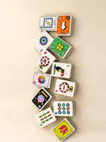 Set Ubin Mahjong Amerika 4 Lapis Akrilik, Cetakan Kartun Warna-Warni, Logo Custom OEM, Ukuran Penuh