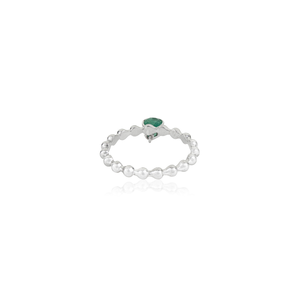 Bague à breloques en or blanc 14 carats véritable, forme poire émeraude, design simple, qualité supérieure, avec perles, empilable, pour usage quotidien, bijoux en gros - Product Image 6