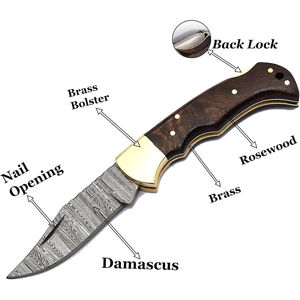 Cuchillo de Bolsillo Burraq DIY Industrial OEM Personalizado Hecho a Mano de Acero de Damasco de 8 Pulgadas con Funda de Cuero, Regalo de Aniversario, Regalo para Padrinos de Boda - Product Image 2