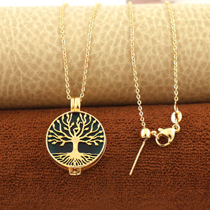 Collar con Colgante de Medallón Árbol de la Vida, Apatita y Jade, Bañado en Oro de 18k, Latón Sólido, Joyería Espiritual Ortodoxa con Símbolo - Product Image 3